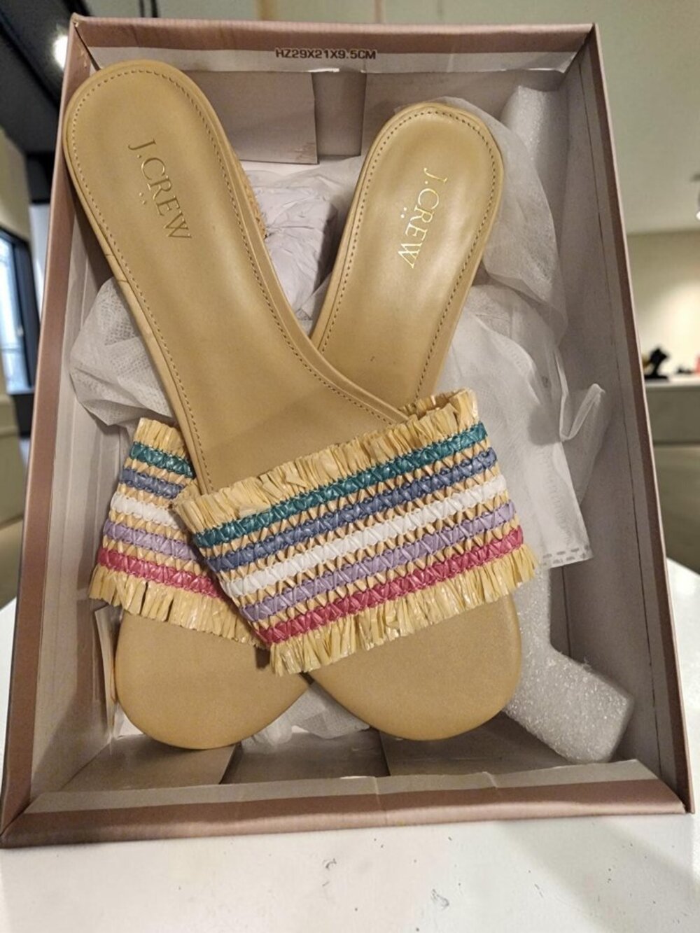 J.Crew Woven Mule Heels – Rainbow Raffia (Size 11)